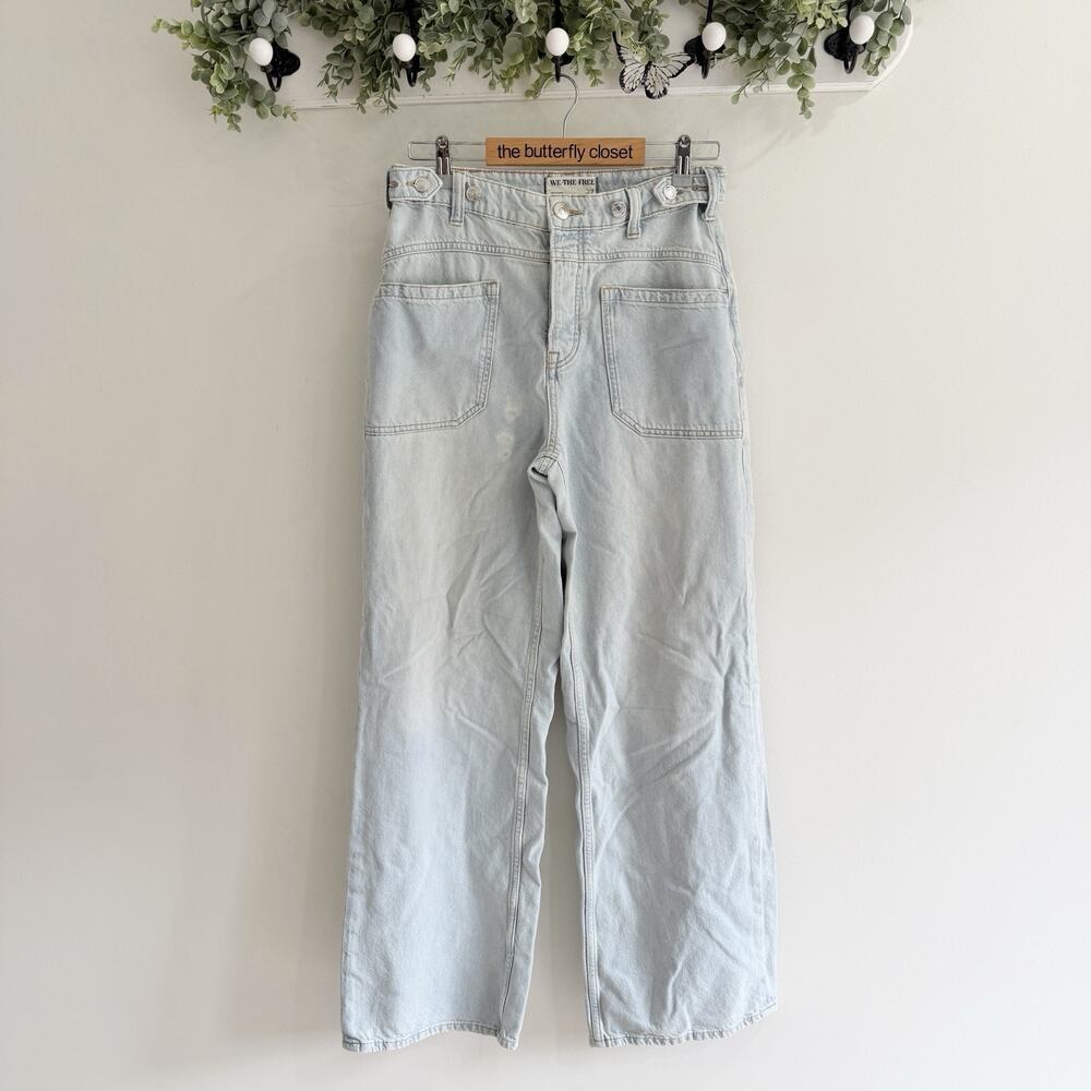 Free People We the Free Palmer Cuffed Baggy Jeans Light Wash Size 27 #SB